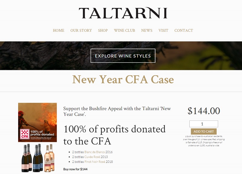 Taltarni New Year case to support Victorian CFA