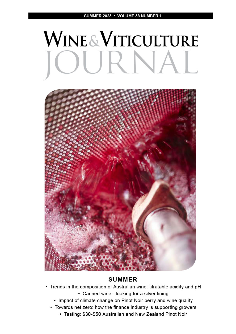 Wine & Viticulture Journal. Volume 38, No 1, 2023